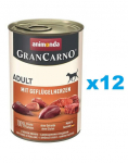 ANIMONDA Gran Carno Adult with Poultry hearts 12x400 g kodulinnus&uuml;damega t&auml;iskasvanud koertele