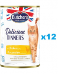 BUTCHER'S Delicious Dinners kassitoit, t&uuml;keldatud kana marmelaadis 400g x12