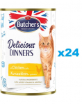 BUTCHER'S Delicious Dinners kassitoit, t&uuml;keldatud kana marmelaadis 24 x 400g