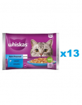 WHISKAS Adult kotike 52x85g Fish Treats m&auml;rgtoit t&auml;iskasvanud kassidele marmelaadiga: l&otilde;he, tuunikala