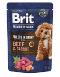 BRIT Premium By Nature Dog Fillets in Gravy veiseliha ja porgandiga 24x85g