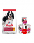 HILL'S Science Plan Adult Medium breed kanalihaga kuivtoit 14 kg + 3 purki TASUTA