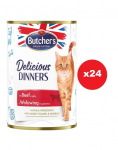 BUTCHER'S Delicious Dinners kassitoit veiseliha želeeritud t&uuml;kid 400 x 24