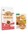 IAMS for Vitality t&auml;iskasvanud kassidele l&otilde;hega 3 kg + 3 x kana ja kalkun kastmes 85 g TASUTA