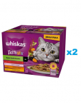 WHISKAS Adult Tasty Segatud Chef's Choice kastmes 48x85 g t&uuml;kkidega veise-, l&otilde;he-, kana- ja kalkuniliha, kana ja tursaga t&auml;iskasvanud kassidele