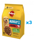PEDIGREE Adult 3x2,6 kg veiseliha ja k&ouml;&ouml;giviljadega kuiv t&auml;istoit t&auml;iskasvanud suurtele ja keskmise suurusega koertele