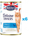 BUTCHER'S Delicious Dinners kassitoit t&uuml;kid forelliga želees 6x400g