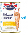 BUTCHER'S Delicious Dinners kassitoit, t&uuml;keldatud kana marmelaadis 400g x 6