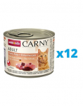 ANIMONDA Carny Adult rinkinys vi&scaron;tiena, kalakutiena ir ančiukų &scaron;irdelės  12 x 200 g