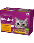 WHISKAS Poultry Feast kana, part, kodulinnuliha, kalkuniliha želees 12x85g
