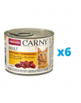 ANIMONDA Carny Adult rinkinys su jautiena, vi&scaron;tiena ir vi&scaron;tos &scaron;irdelėmis 6 x 200 g