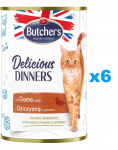 BUTCHER'S Delicious Dinners kassitoit t&uuml;kid ulukilihaga želees 6x400g
