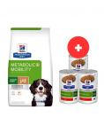 HILL'S Prescription Diet Canine Metabolic + Mobility 12kg &uuml;lekaalulistele koertele + 3 x 370g koeratoit TASUTA