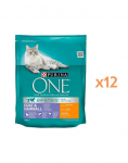 PURINA ONE COAT & HAIRBALL kana ja t&auml;isteraviljad 12 x 800 g