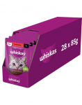 WHISKAS Adult kotike 28x85g m&auml;rgtoit t&auml;iskasvanud kassidele kastmes veiselihaga