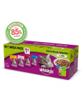 WHISKAS Adult 4 x 40x85g Kalamaitse ja traditsioonilised maitsed &ndash; kasside m&auml;rgtoit želatiinis (kanaga, l&otilde;hega, veiselihaga, tuunikalaga) 3+1 TASUTA