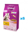 WHISKAS Junior 6 &times; 1,4 kg t&auml;isv&auml;&auml;rtuslik kuivtoit kassipoegadele maitsva kanaga