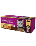 WHISKAS Hautis Adult 4 x 40x85g Smaki Drobiowe &ndash; kasside m&auml;rgtoit želatiinis (kanaga, pardiga, linnulihaga, kalkuniga) 3+1 TASUTA
