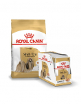 ROYAL CANIN Shih Tzu Adult sausas maistas suaugusiems &scaron;ih tzu &scaron;unims 1,5 kg + 12 x 85 g drėgno maisto paketėlių, gabaliukai padaže