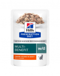 HILL'S PRESCRIPTION DIET Feline w/d Multi-Benefit с курицей 12х85 г в пакетиках