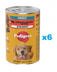 PEDIGREE Adult 6x1200g - veiseliha sisaldav m&auml;rja koeratoidu konservid