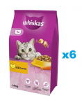 WHISKAS Adult 6x1,4 kg kuiv t&auml;istoit t&auml;iskasvanud kassidele maitsva kanaga