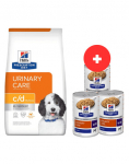 HILL'S Prescription Diet Canine c/d Multicare Chicken 12 kg uriiniprobleemidega koertele + 3 x 370g koeratoitu TASUTA