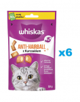 WHISKAS Anti-Hairball 6x50 g karvad eemaldavad maiustused t&auml;iskasvanud kassidele