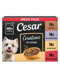 CESAR Creations Mix Maitsete (veise-, kana-, lambaliha-, kalkuniliha) 40 x 100g m&auml;rg toit t&auml;iskasvanud koertele