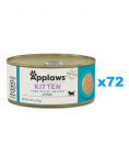 APPLAWS Cat Kitten Tuna in Broth m&auml;rgtoit kassipoegadele 72 &times; 70 g Tuunikala puljongis kassipoegadele