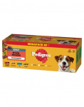 PEDIGREE Adult Maitsete valik, 4 kotikest &agrave; 40&times;100 g, t&auml;isv&auml;&auml;rtuslik m&auml;rgtoit t&auml;iskasvanud koertele, veiseliha ja maksaga, kana, kala ja linnulihaga, želatiinis, 3+1 TASUTA