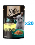 SHEBA Kitten kotike 28x85 g m&auml;rg t&auml;istoit kassipoegadele kana kastmes t&uuml;kkidega