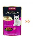 ANIMONDA Vom Feinsten Fines mit Filets Adult Veisliha ja kanafilee 6x85g m&auml;rg toit kassidele