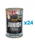 BELCANDO Super Premium Junior Linnuliha, munad 24x400 g m&auml;rgtoit koertele