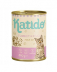 KATIDO Adult Cat Turkey and Duck 6x400 g kalkun ja part l&otilde;he&otilde;liga kassidele