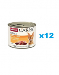 ANIMONDA Carny Kitten Poultry&Beef 12x200 g kodulinnu- ja veiseliha kassipoegadele
