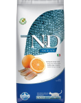 FARMINA N&D Ocean Cat Adult Herring & Orange &ndash; kuivtoit kassidele, sisaldab heeringat ja apelsini, 2x10 kg