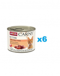 ANIMONDA Carny Kitten Veal&Chicken&Turkey 6x200 g  vasika-, kana- ja kalkuniliha kassipoegadele