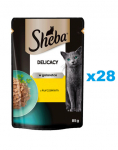 SHEBA Delicacy kotike 28x85 g m&auml;rg t&auml;istoit t&auml;iskasvanud kassidele t&uuml;kkidega kana marmelaadis