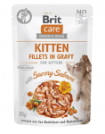 BRIT CARE Fillets in Gravy Pouch Kitten Savory Salmon 24x85g koos l&otilde;hega kassipoegade jaoks