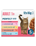 PERFECT FIT Adult 1+ maitsesegu 48 x 85 g m&auml;rgtoit t&auml;iskasvanud kassidele