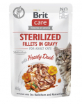 BRIT CARE Fillets in Gravy Pouch Sterilized Hearty Duck 24x85g steriliseeritud kasside jaoks m&otilde;eldud pardiga