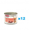 ANIMONDA Carny Kitten Beef&Turkey 12x200 g  veiseliha, kana ja k&uuml;&uuml;lik kassipoegadele