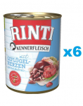 RINTI Kennerfleisch Poultry hearts  kodulindude s&uuml;damed  6x400 g