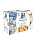 BRIT Care Fillets in Jelly Cat 24x85g kalkun ja krevettid, forell ja tursik, kana juustuga ja tuunikala kasside jaoks m&otilde;eldud želatiinis