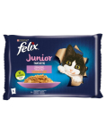 FELIX FANTASTIC Junior Skonių mi&scaron;inys drebučiuose (vi&scaron;tiena, la&scaron;i&scaron;a) 4x85g drėgno maisto kačiukams