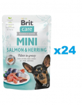 BRIT Care Mini Pouch L&otilde;he ja heeringas Steriliseeritud 24x85g m&auml;rgtoit v&auml;ikest t&otilde;ugu kastreeritud koertele