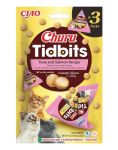 INABA Cat Churu Tidbits Tuna and Salmon Recipe 3x12g pehmed ja kreemjad maiused tuunikala ja l&otilde;hega kassidele