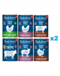 BUTCHER'S Original Mixed Flavours 12x400g kastmes (veiselihaga, kalkuniga) tarretises (kanaga, lambalihaga) pasteedis (r&uuml;psiga, kanaga ja r&uuml;psiga)