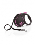 FLEXI Automaatne jalutusrihm Black Design L 5 m pikkuse lindiga, roosa